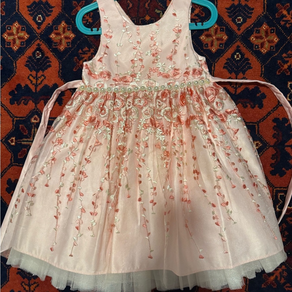 Floral Embroidered Pink Dress